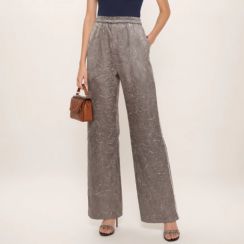 Womens High Waist Elastic Waist Loose Front Breathable Wide Leg Pants