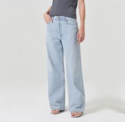 Women Light Blue Denim Baggy Wide Leg Jeans