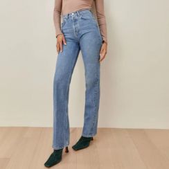 Hot Style Fashionable High Rise Waist Straight Leg Jeans
