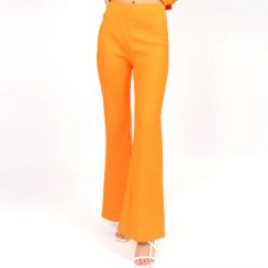 Slim Elastic Waist Flared Trousers